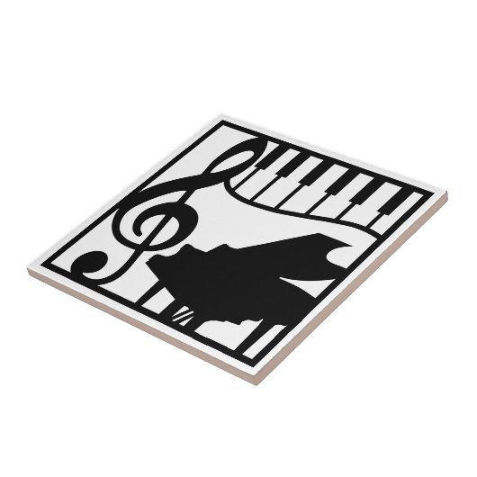 Elegant Music Piano Keyboard Clef Note Stylish Tegeltje (Zijkant)