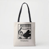 Elegant Music Piano Keyboard Clef Note Stylish Tote Bag (Voorkant)