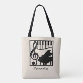 Elegant Music Piano Keyboard Clef Note Stylish Tote Bag (Achterkant)