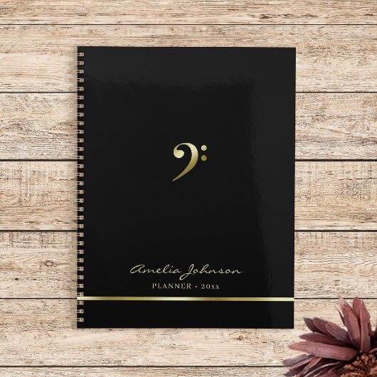 Elegant Music Teacher Kantoor Bass Clef Modern Planner