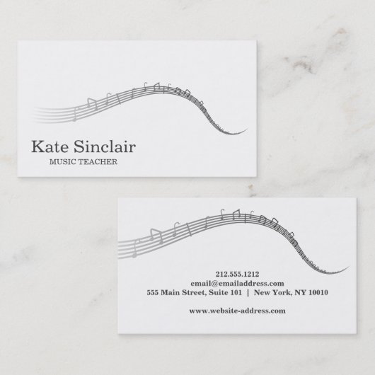 Elegant Music Teacher Keys Musical Visitekaartje (Voorkant / Achterkant)