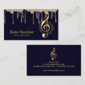 Elegant Music Teacher Piano Keys Musical Gold Drip Visitekaartje (Voorkant / Achterkant)