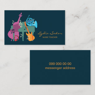 Elegant Music Teacher Visitekaartje