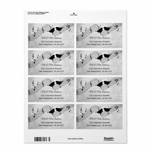Elegant Music Theme Weddenschap Verzendlabel (Full Sheet)