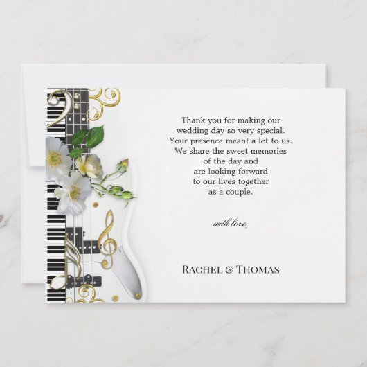 Elegant Music Thleding Wedding Foto Hartelijk dank Bedankkaart (Achterkant)