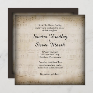 Elegant Music Wedding Invitation Kaart