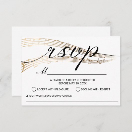 Elegant Music Wedding Song Request RSVP (Voorkant / Achterkant)