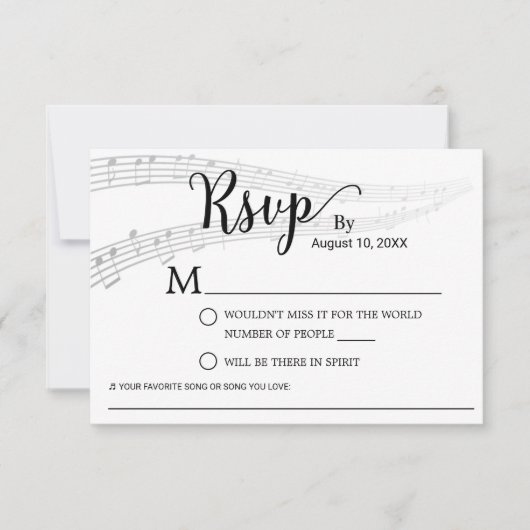 Elegant Music Wedding Song Request RSVP (Voorkant)