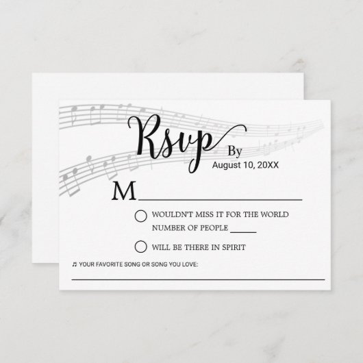 Elegant Music Wedding Song Request RSVP (Voorkant / Achterkant)