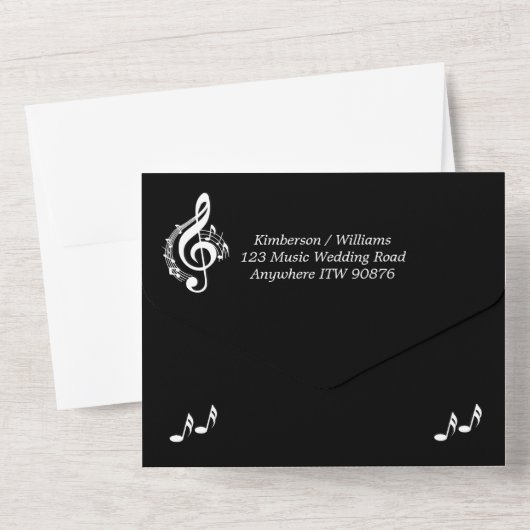 Elegant Music Wedding Theme All In One Uitnodiging (Achterkant)