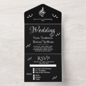Elegant Music Wedding Theme w/RSVP All In One Uitnodiging (Binnen)