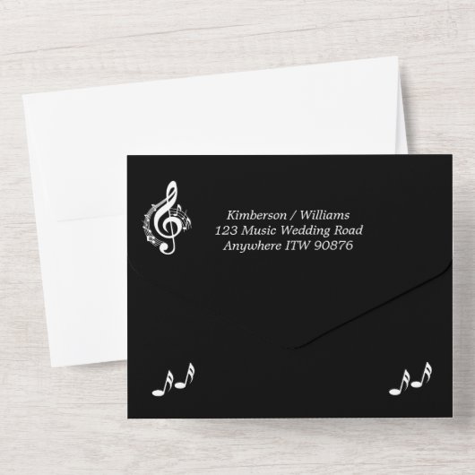 Elegant Music Wedding Theme w/RSVP All In One Uitnodiging (Achterkant)