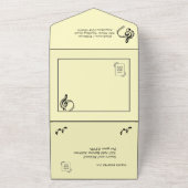 Elegant Music Wedding Theme Yellow All In One Uitnodiging (Buitenkant)