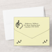 Elegant Music Wedding Theme Yellow All In One Uitnodiging (Achterkant)