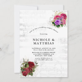 Elegant Musical Floral Wedding Couples Shower Kaart