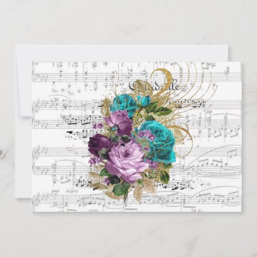 Elegant Musical Floral Wedding RSVP Kaarten (Achterkant)