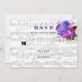 Elegant Musical Floral Wedding RSVP Kaarten