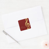Elegant Musical Gold Treble Clef Merry Christmas Vierkante Sticker (Envelop)