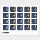 Elegant Musical Gold Treble Clef Merry Christmas Vierkante Sticker (Vel)