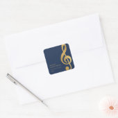 Elegant Musical Gold Treble Clef Merry Christmas Vierkante Sticker (Envelop)