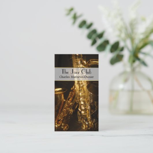 Elegant Musical Jazz Theme Custom Visitekaartje (Staand voorkant)