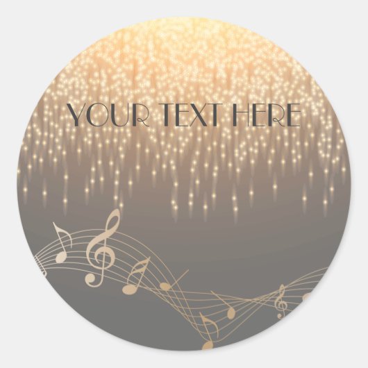 Elegant Musical Note sparkle confetti design Ronde Sticker (Voorkant)
