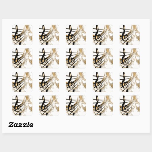 Elegant Musical Note Vierkante Sticker (Vel)