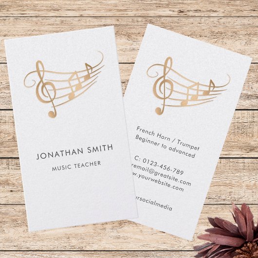 Elegant Musician Gold Music Notes Visitekaartje