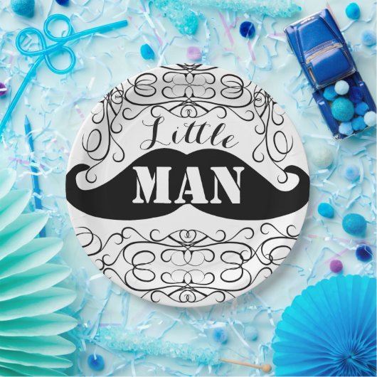 Elegant Mustache Little Man Party Paper Borden Papieren Bordje (Feest)