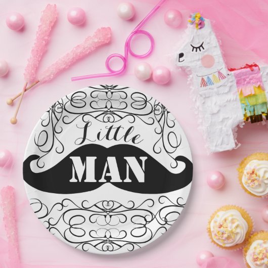 Elegant Mustache Little Man Party Paper Borden Papieren Bordje (Feest)