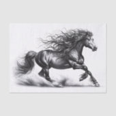 Elegant Mustang Paard Zwart-wit Decoupage Tissuepapier (Voorkant)