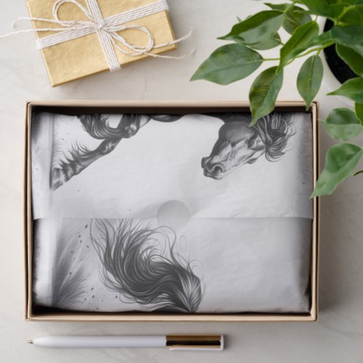 Elegant Mustang Paard Zwart-wit Decoupage Tissuepapier (Geschenk)