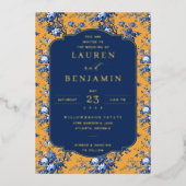 Elegant Mustard Floral Wedding Invitation Folie Uitnodiging (Voorkant)
