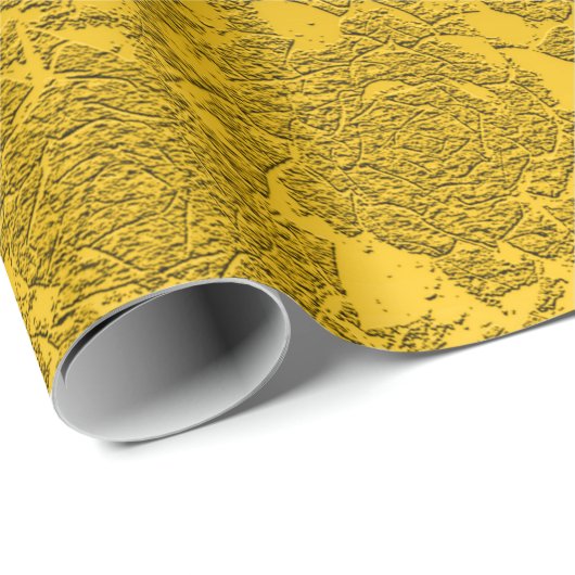 Elegant Mustard Yellow Black Modern Cadeaupapier (Rol Hoek)