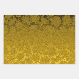 Elegant Mustard Yellow Black Modern Inpakpapier Vel