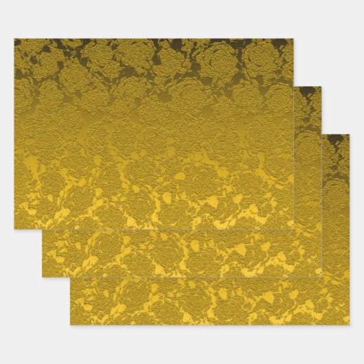 Elegant Mustard Yellow Black Modern Inpakpapier Vel (Set)