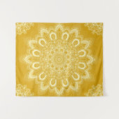 Elegant Mustard Yellow Flower Mandala Wandkleed (Voorkant (horizontaal))