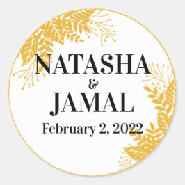Elegant Mustard Yellow Leaves Wedding Ronde Sticker