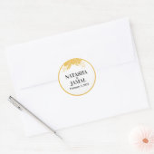Elegant Mustard Yellow Leaves Wedding Ronde Sticker (Envelop)
