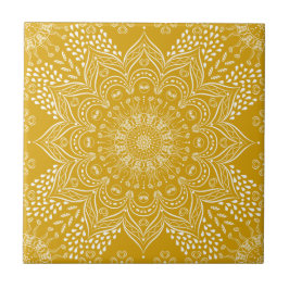 Elegant Mustard Yellow Mandala Tegeltje