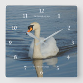 Elegant Mute Swan Waterbird op het meer Vierkante Klok (Voorkant)