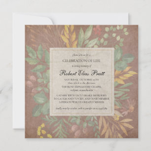 Elegant Muted Autumn Flowers Herfst Funeral Invita Kaart