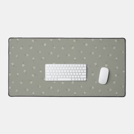 Elegant Muted Green Floral Bureaumat (Keyboard & Muis)