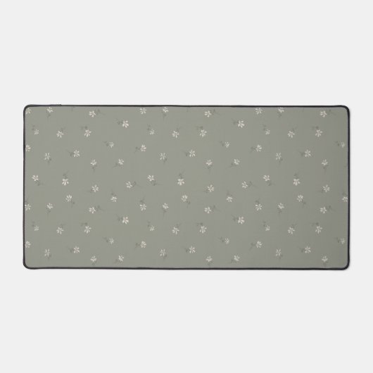 Elegant Muted Green Floral Bureaumat (Voorkant)