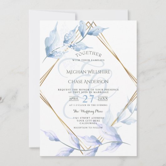 Elegant Muted Lila and Dusty Blue Foliage Kaart (Voorkant)