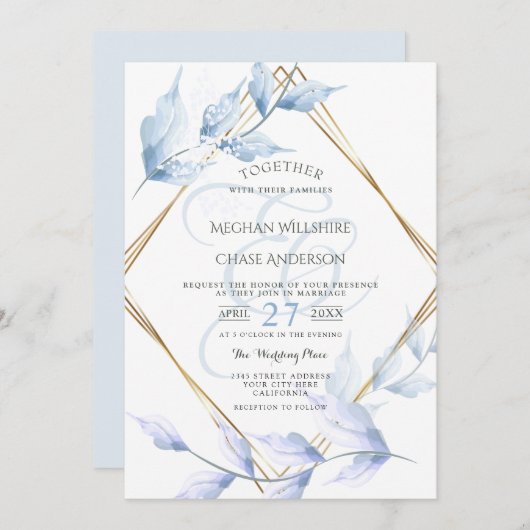 Elegant Muted Lila and Dusty Blue Foliage Kaart (Voorkant / Achterkant)