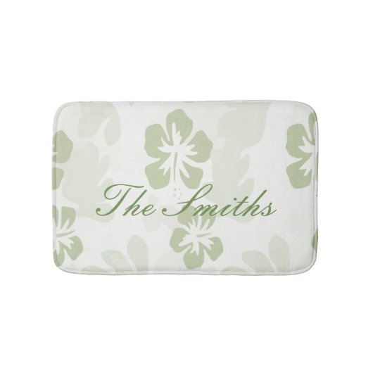 Elegant Muted Sage Hibiscus Pattern Badmat (Voorkant)
