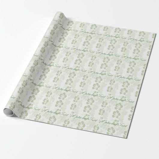 Elegant Muted Sage Hibiscus Pattern Cadeaupapier (Uitgerold)