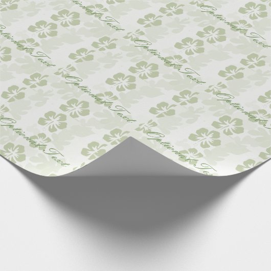 Elegant Muted Sage Hibiscus Pattern Cadeaupapier (Hoek)