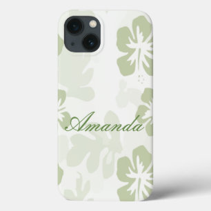Elegant Muted Sage Hibiscus Pattern Case-Mate iPhone Case